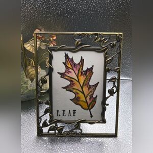 "5/$25" Brass Leaf 4x6 Freestanding Picture Art Frame W/Watercolor Leaf Art